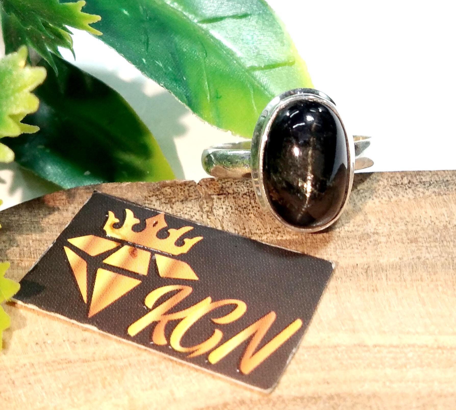 Natural Black Star Gemstone Ring, Solid 925 Starling Silver Ring, Amazing Black Star Stone Size 13x8 mm Handmade Ring, Gift Birthday Ring